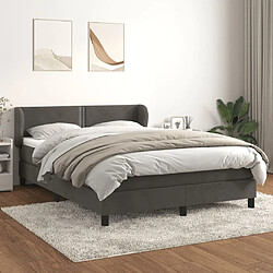 Maison Chic Lit Adulte - Lit simple Lit à sommier tapissier et matelas moelleux - Meuble de Chambre - Gris foncé 140x190cm Velours -MN84562