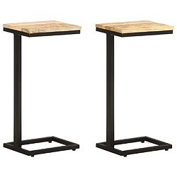 vidaXL Tables d'appoint 2 pcs 31,5x24,5x64,5 cm Bois de manguier brut