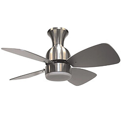 Ventilateur de plafond FRESCO nickel, 4 pales réversibles, 16W LED 4000K, H35xP.81cm