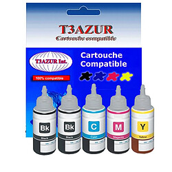 Set de 5 bouteilles encre compatibles pour Epson EcoTank ET L100, L110, L111 - T3AZUR