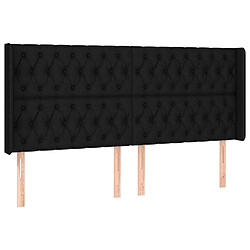 vidaXL Tête de lit avec oreilles Noir 183x16x118/128 cm Tissu