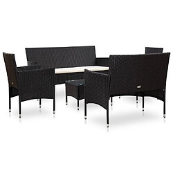 vidaXL Salon de jardin 5 pcs avec coussins résine tressée noir