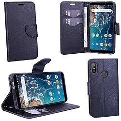 Htdmobiles Housse etui portefeuille pour Xiaomi Mi A2 + film ecran - NOIR / NOIR