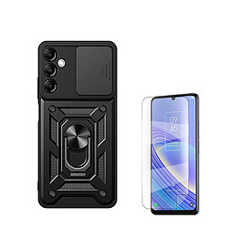 Kit de verre trempé de ClearGlass + 3x1 défenseur militaire Phonecare pour Samsung Galaxy A15 - le noir