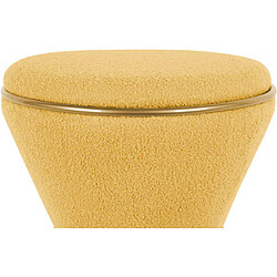 LEITMOTIV Pouf en tissu teddy Gustar jaune ocre.