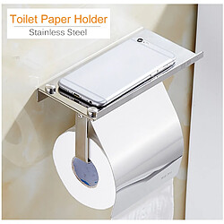 Universal Porte-papier hygiénique en acier inoxydable avec téléphone mobile, accessoires de salle de bains, tissu, distributeur de rouleaux, stockage | Porte-papier (argent)