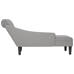 Acheter vidaXL Fauteuil long avec coussin et accoudoir droit gris nuage tissu