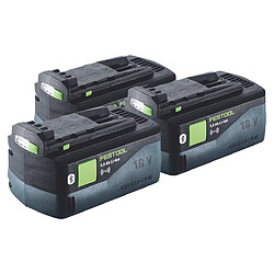 Batterie Festool 3x BP 18 Li 5,0 ASI batterie 18 V 5,0 Ah / 5000 mAh Li-Ion ( 3x 577660 ) Bluetooth avec indicateur de niveau