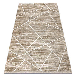 RUGSX Tapis moderne DUKE 51557 beige crème - Géométrique, structuré, très doux, franges 200x290 cm