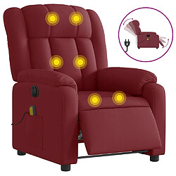 vidaXL Fauteuil de massage inclinable électrique Rouge bordeaux Tissu