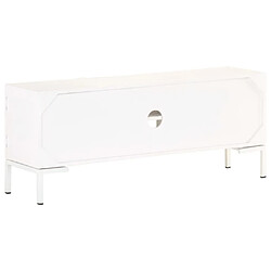 Acheter vidaXL Meuble TV Blanc 115x30x46 cm Bois massif de manguier