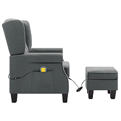 Avis vidaXL Fauteuil de massage avec repose-pied Gris clair Tissu