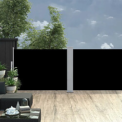 Helloshop26 Auvent paravent store brise-vue latéral rétractable de patio jardin terrasse balcon protection visuelle écran noir 120 x 1000 cm 02_0007430