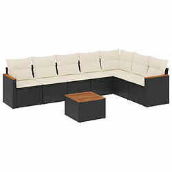 Maison Chic Ensemble Tables et chaises d'extérieur 8 pcs avec coussins,Salon de jardin noir résine tressée -GKD604037