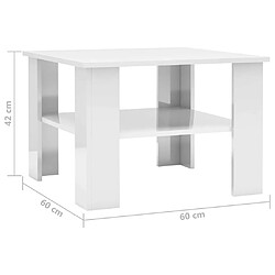 Maison Chic Table basse,Table Console Table d'appoint, Table pour salon Blanc brillant 60 x 60 x 42 cm Aggloméré -MN25000 pas cher