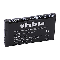 Batterie Li-Ion vhbw 1200mAh pour téléphone portable, Smartphone Nokia 5220, 5220 XpressMusic, 5630 XpressMusic, 6303, 6303 classic. Remplace: BL-5CT