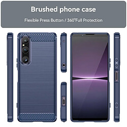 Htdmobiles Coque pour Sony Xperia 1 V - housse etui silicone gel carbone + film ecran - BLEU FONCE