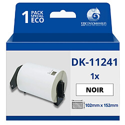 123Consommables Étiquettes compatibles Brother DK11241 - 102x152 mm - 200 unités - Texte noir sur fond blanc