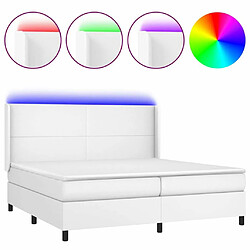 Sommier à lattes et matelas LED,Cadre à lattes de lit pour Adulte Blanc 200x200 cm Similicuir -MN94412