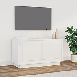 Maison Chic Meuble TV scandinave - Banc TV pour salon blanc brillant 80x35x45 cm bois d'ingénierie -MN59013