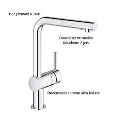 Acheter GROHE - Mitigeur monocommande evier Minta douchette extractible