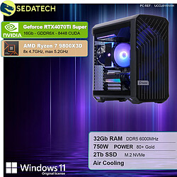 Sedatech PC Gamer Pro Compact ATX • AMD Ryzen 7 9800X3D • RTX4070Ti Super • 32Go DDR5 • 2To SSD M.2 • Windows 11