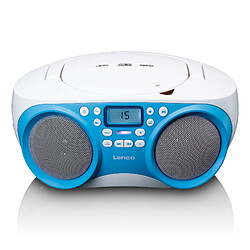 Lenco MINI CHAINE HIFI RADIO FM PORTABLE/LECTEUR CD/MP3 ET USB BLEU blanc