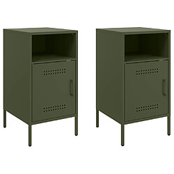 vidaXL Tables de chevet 2 pcs vert olive 36x39x68 cm acier