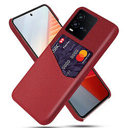 Coque en TPU + PU anti-chute avec porte-carte pour votre Vivo iQOO 10 5G - rouge