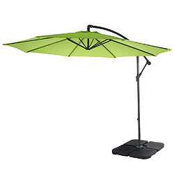 Mendler Parasol déporté semi-pro Acerra, protection contre le soleil, 3m inclinable ~ vert limon avec support