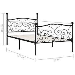 Acheter vidaXL Cadre de lit sans matelas avec sommier à lattes métal 90x200 cm