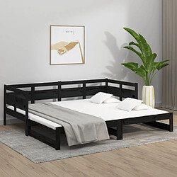 Avis vidaXL Lit coulissant sans matelas noir 2x(80x200)cm