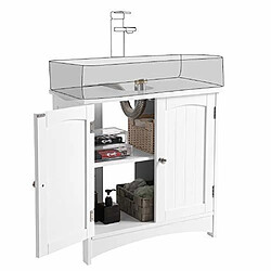 Avis VASAGLE Meuble sous lavabo Armoire de Rangement Meuble de Salle de Bain 2 Portes battantes 2 casiers 1 séparateur Amovible Anti-humidité 60 x 30 x 60 cm Blanc BBC01WT