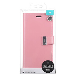 Wewoo RICH DIARY Etui en cuir à rabat horizontal avec texture Crazy Horse pour iPhone XR, avec emplacements pour cartes et portefeuille (rose) pas cher