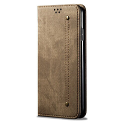 Wewoo Housse Coque Pour iPhone XR Denim Texture Etui en cuir avec rabat horizontal et style décontracté porte-cartes et portefeuille