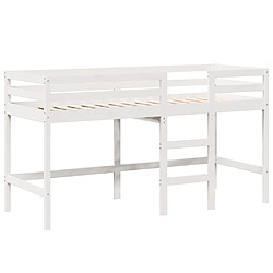 Acheter Vidaxl Lit superposé et échelle et toit blanc 90x200cm bois pin massif