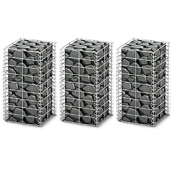 vidaXL Jeu de panier de gabion 3 pcs Fil galvanisé 25x25x50 cm