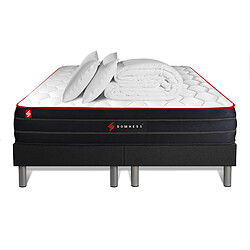 Somness Pack matelas BOOST 180x200 + double sommiers noir 90x200 + Couette + 2 oreillers