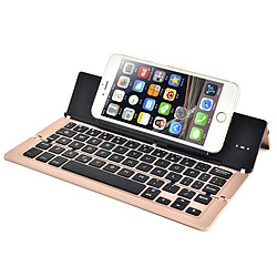 Avis Wewoo Clavier QWERTY Universel or rose pour iOS, Android, Microsoft BlueFinger F18 3-pliable alliage d'aluminium Bluetooth avec support