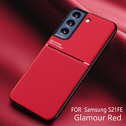 Coque en TPU + PU motif lignes, antichoc rouge pour votre Samsung Galaxy S21 FE 5G/S21 Fan Edition