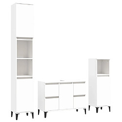 vidaXL Ensemble de meubles salle de bain 3 pcs blanc bois d'ingénierie