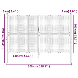 vidaXL Portail de jardin anthracite 300 x 200 cm acier pas cher