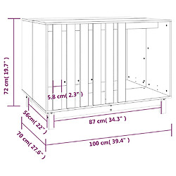 vidaXL Niche pour chien Blanc 100x70x72 cm Bois de pin massif pas cher