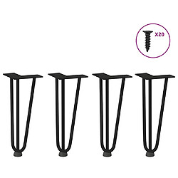 vidaXL Pieds de table en forme d'épingle à cheveux 4 pcs noir 30 cm