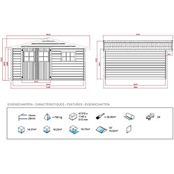 Avis Habitat Et Jardin Abri jardin bois - 19,72 m² - 4.64 x 4.25 x 2,32 m - 28 mm