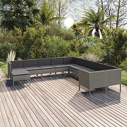 Maison Chic Salon de jardin 11pcs + coussins - Mobilier/Meubles de jardin - Table et chaises d'extérieur Résine tressée Gris -MN46276