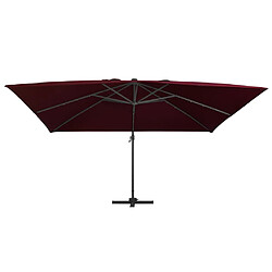 vidaXL Parasol de jardin en porte-à-faux lumières LED rouge bordeaux