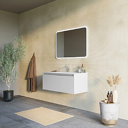 Avis Kiamami Valentina MEUBLE DE SALLE DE BAIN GRIS CLAIR MAT 100CM, LAVABO, MIROIR À LED | MONACO