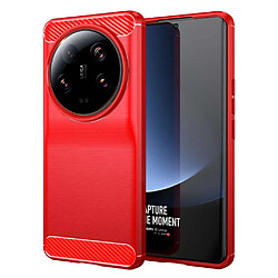 Htdmobiles Coque pour Xiaomi 13 Ultra 5G - housse etui silicone gel carbone + verre trempe - ROUGE