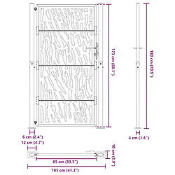 vidaXL Porte de jardin acier résistant aux intempéries design tracés pas cher